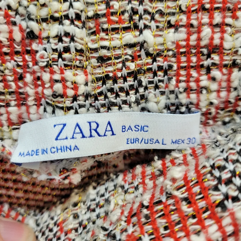 NWOT Zara Orange Tweed Pants - Picture 2 of 2